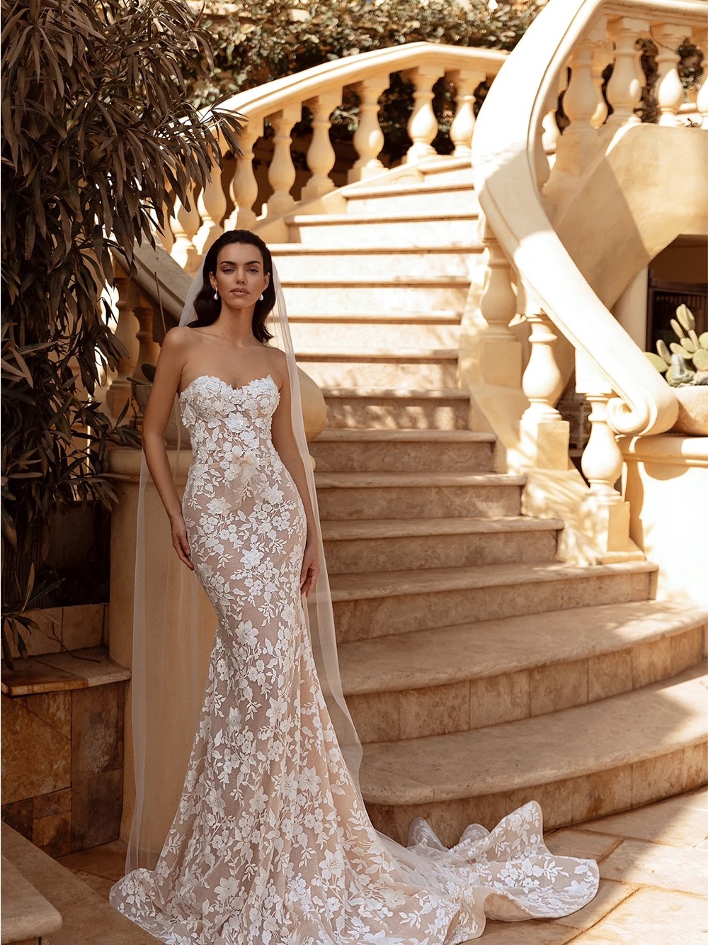 Perfioni Couture "Lilian" 2025 Collection Wedding Dress & Overskirt bridal Sz 14